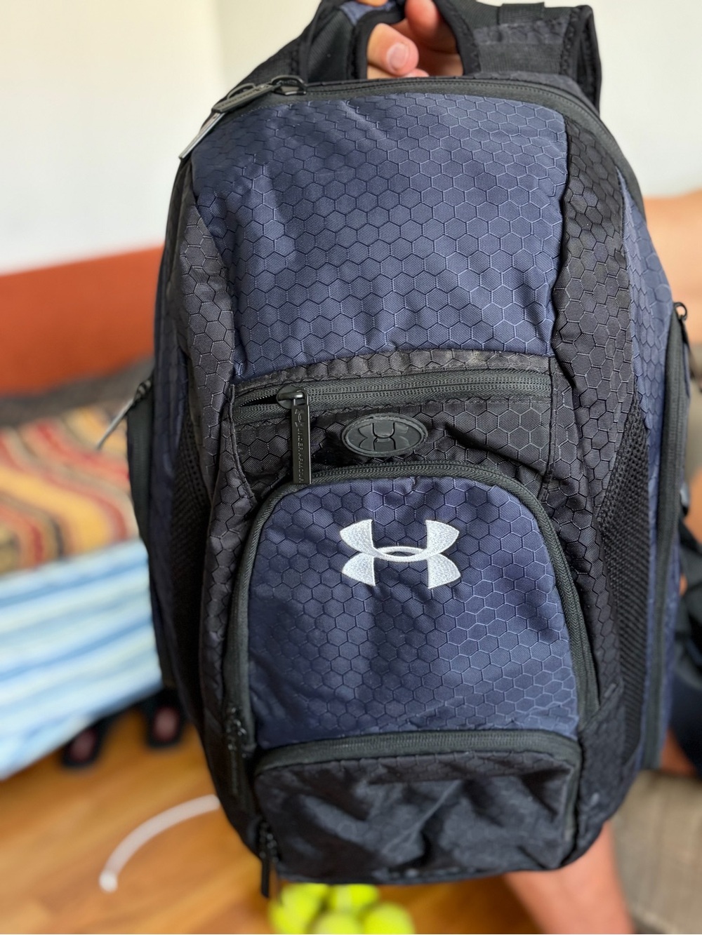 Under Armour Navy and Black Hex-Pattern Backpack